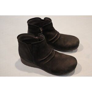 Dansko Caley Black Milled Nubuck Leather Booties